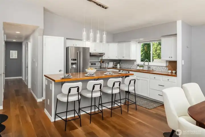Beautiful kitchen island with seating.