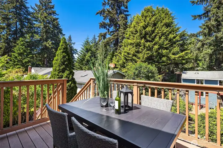Beautiful deck off the dining room/ living area!