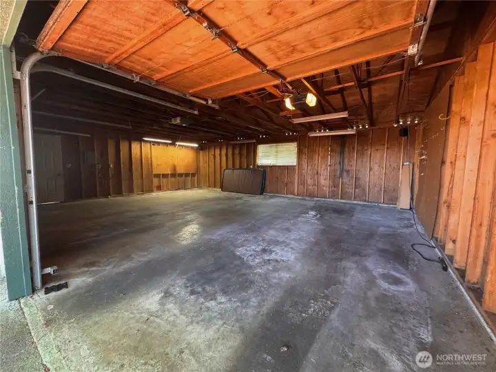 Two car garage with shop space Two car garage with shop space