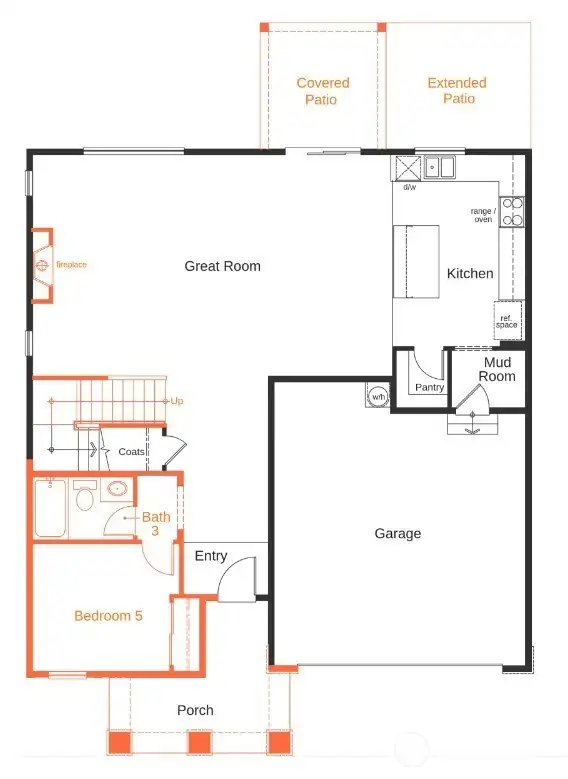 Main floor with covered patio