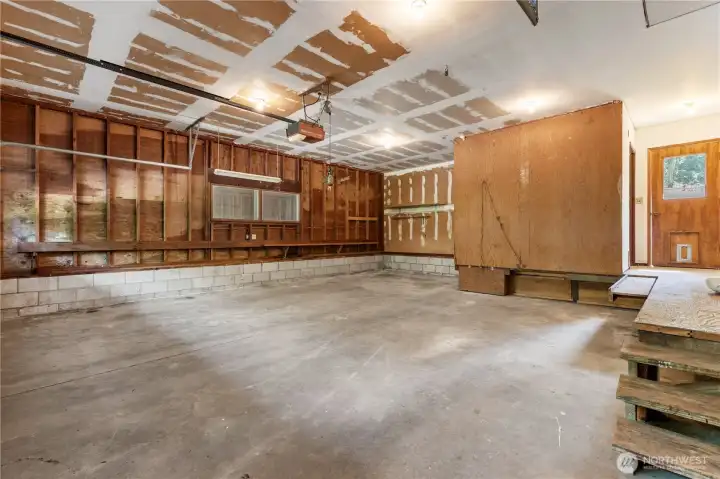 Looking across the garage from entrance into the house.