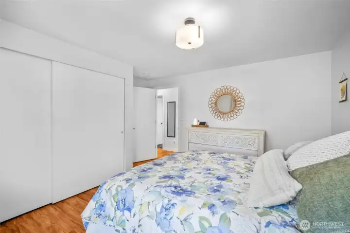 Spacious primary with tons of closet space.
