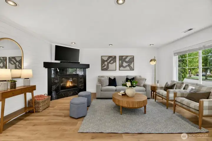 spacious living room with gas fireplace spacious living room with gas fireplace