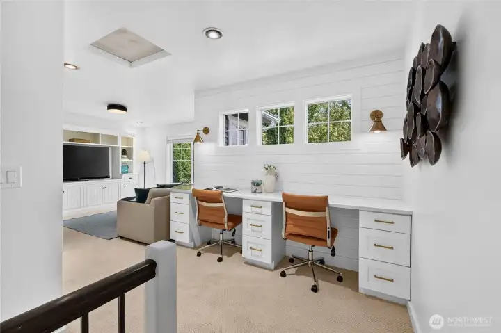 Beautiful built-in desks perfect to work from home or a great homework station. Beautiful built-in desks perfect to work from home or a great homework station.