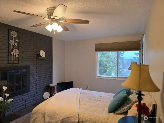 Primary Bedroom on Main level has fireplace.