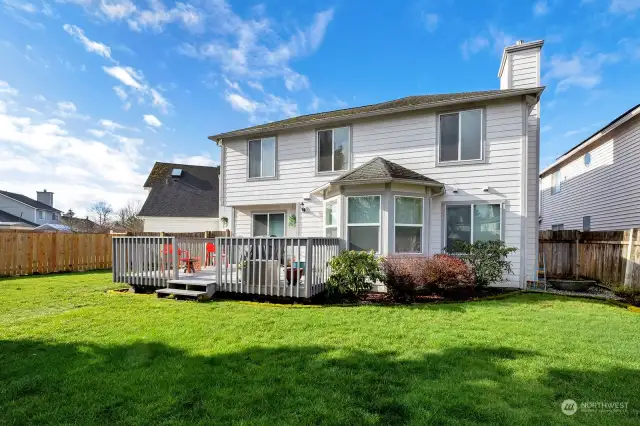Angled view of the back of the house. Side yard storage area for your convenience.