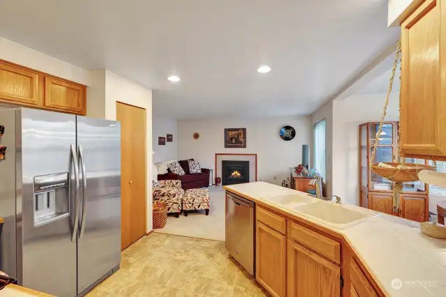 Large deep, double sink with prep space on both sides for your cooking necessities.