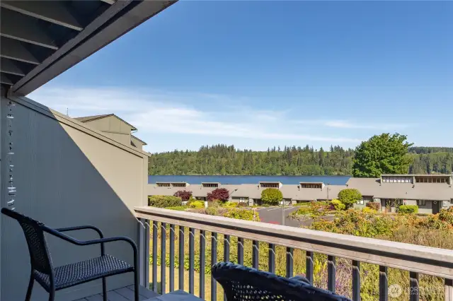 Looking East over Port Ludlow Bay. Your own patio is private and partially covered so you can enjoy it year-long.