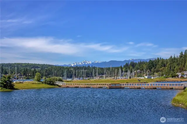 Beautiful Port Ludlow Bay with the Olympic Mountains towering in the background. It's a great place to call home.