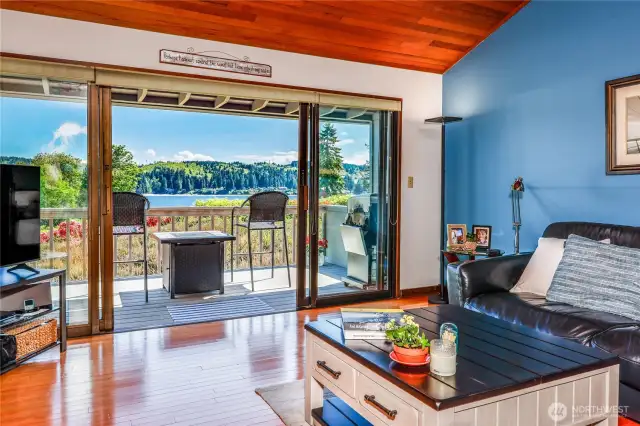 The view from your living room is lovely! Note the deck doors open wide for indoor/outdoor living.