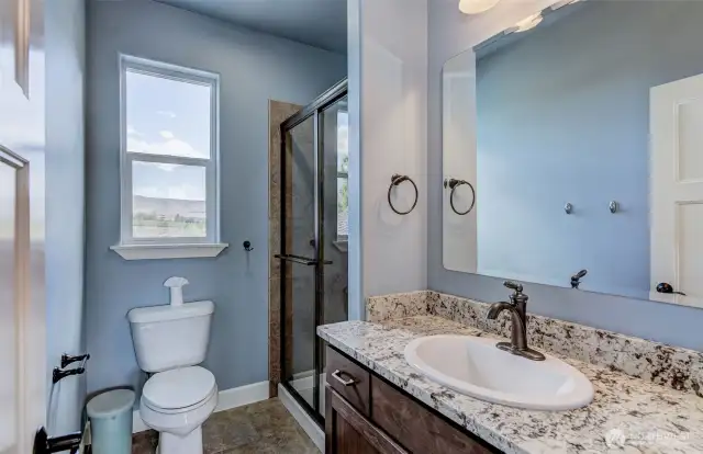 Attached bath in upper floor, second primary.