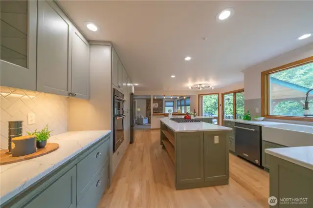 Another view of the updated kitchen, looking towards the family room.