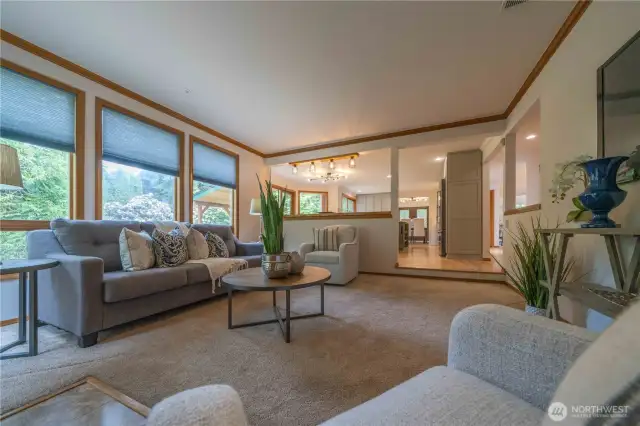 View from the family room back towards the kitchen.