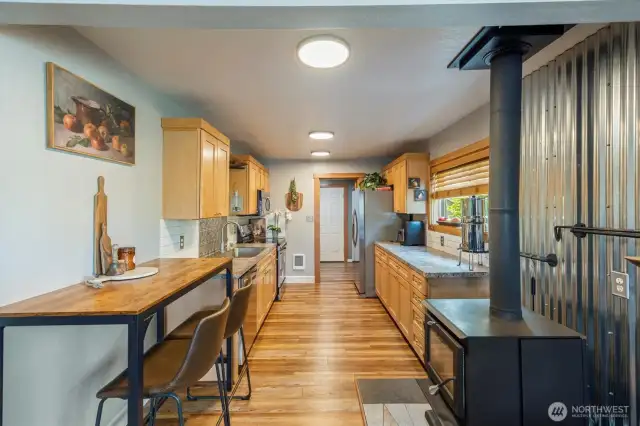 Dining Area with Wood Stove Heating