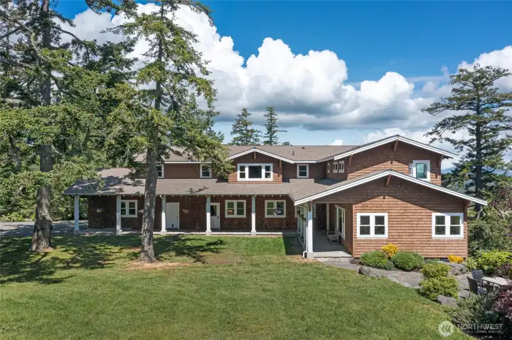 Front yard with mature landscaping