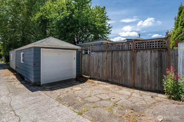 Detached Garage with alley access and can store 1 car. Direct access to the backyard and back entry of the home.