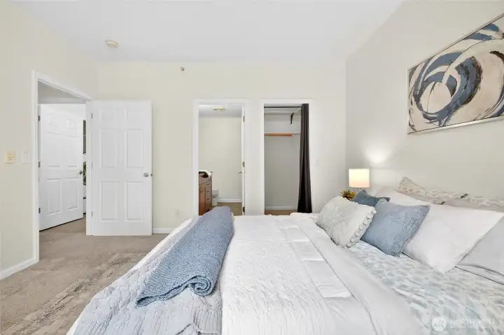 Primary suite includes its own bathroom and walk in closet