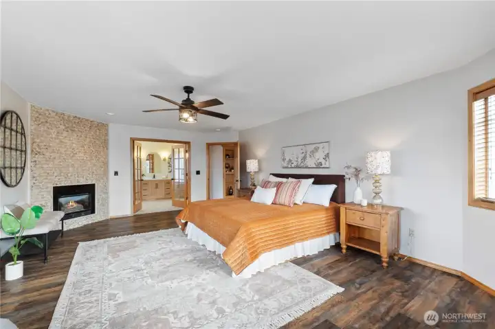 This primary suite and attached bath are what dreams are made of!