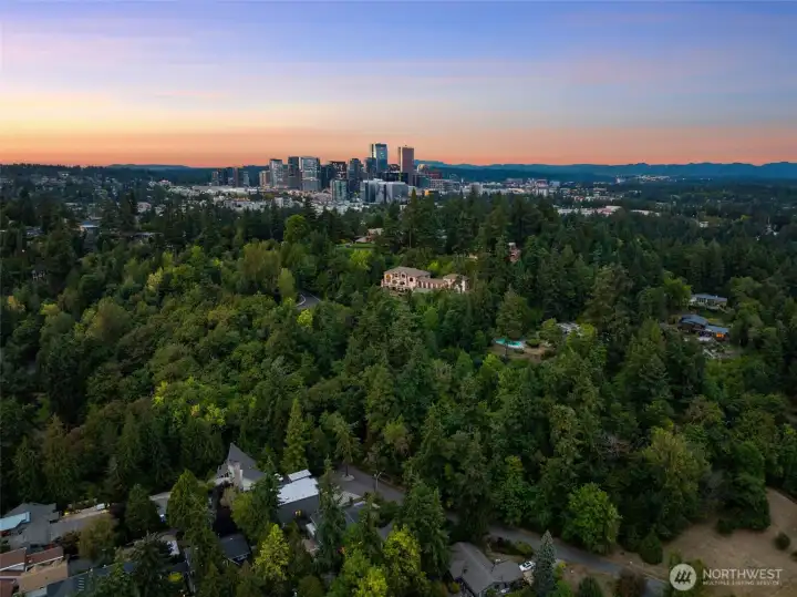 Just one lot off of Lake Washington and an idylic West Bellevue location.