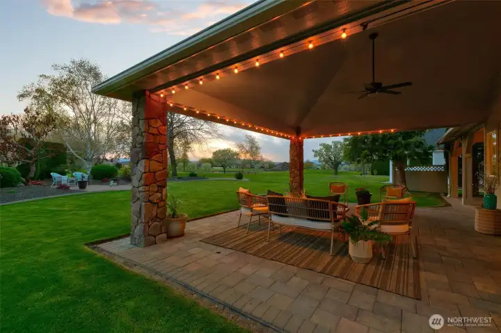 Outdoor area plumbed  for gas with space for a future outdoor kitchen or built-in BBQ.