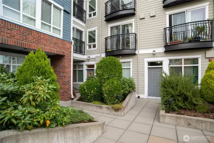 direct access to a private patio with garden space