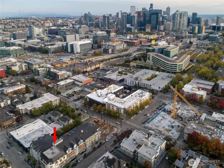 Aerial view near the city