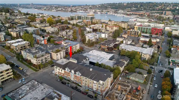 Aerial view near Lake Union