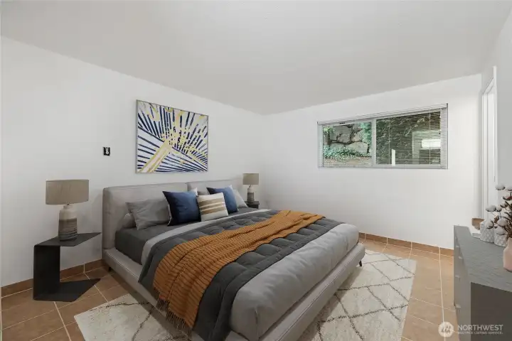 Here is the main bedroom virtually staged
