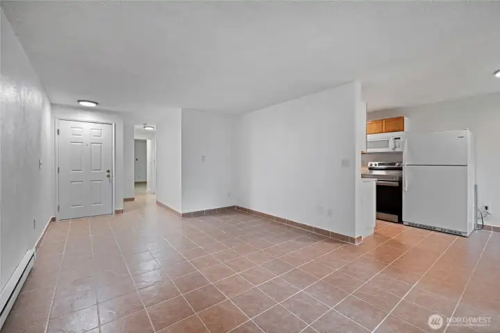 Looking back towards the front door and towards the two bedrooms