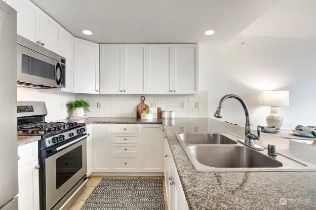 Freshly painted kitchen cabinets