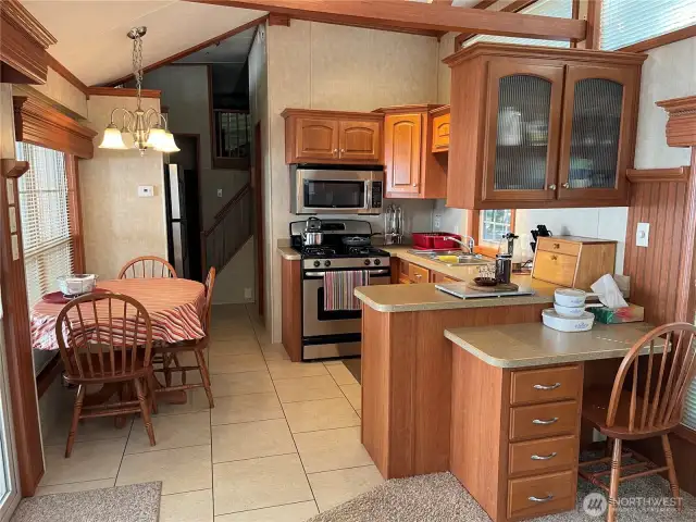 Looking from living area into the kitchen