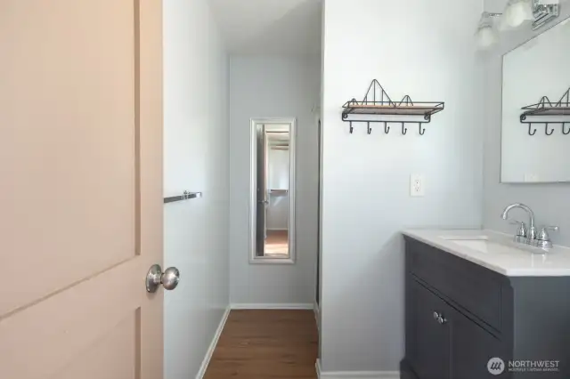 3/4 guest bath off Family room.