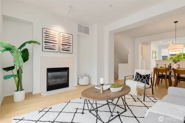 Cozy gas fireplace