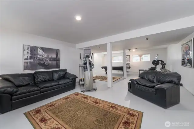The lower level is as expansive as the upper floor.