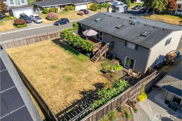 Incredible backyard is fully fenced. Pets and little ones can play safely.