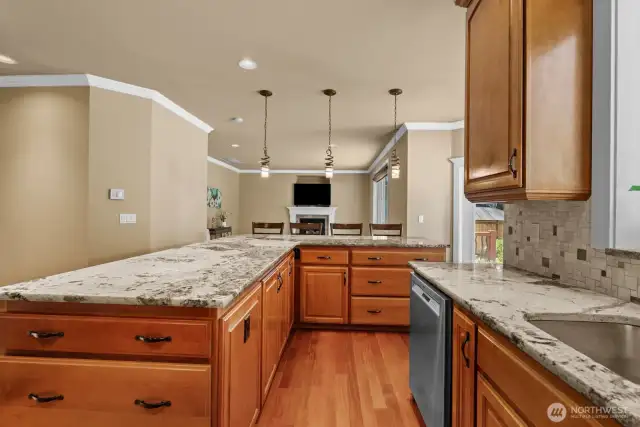 Kitchen has more  counter space than most custom homes. It is really something to see. room for a couple cooks in the kitchen.