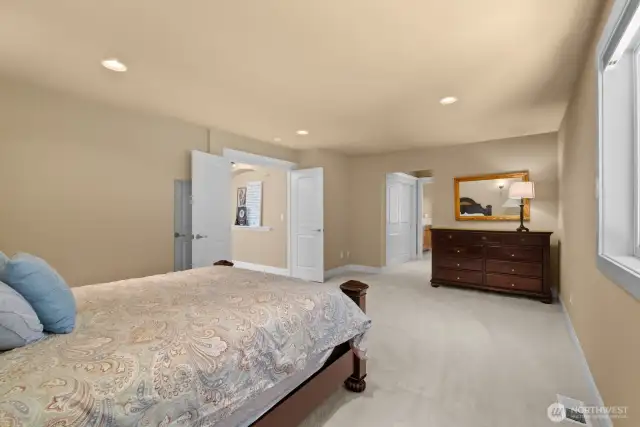 Primary Suite  with plenty of room. Walk in Closet and a 2nd closet. with private 5 piece bath and jetted tub