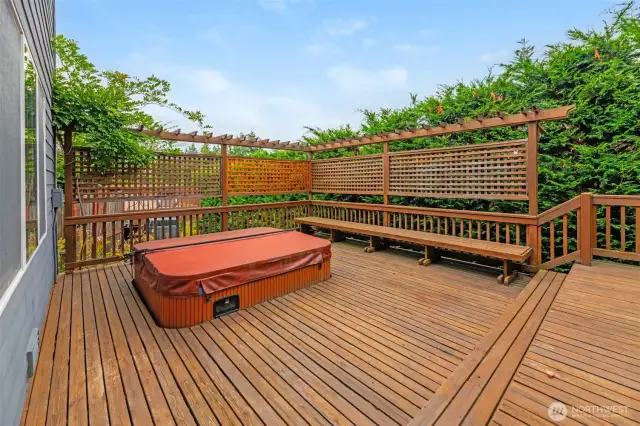 Rear deck with Hot Tub.