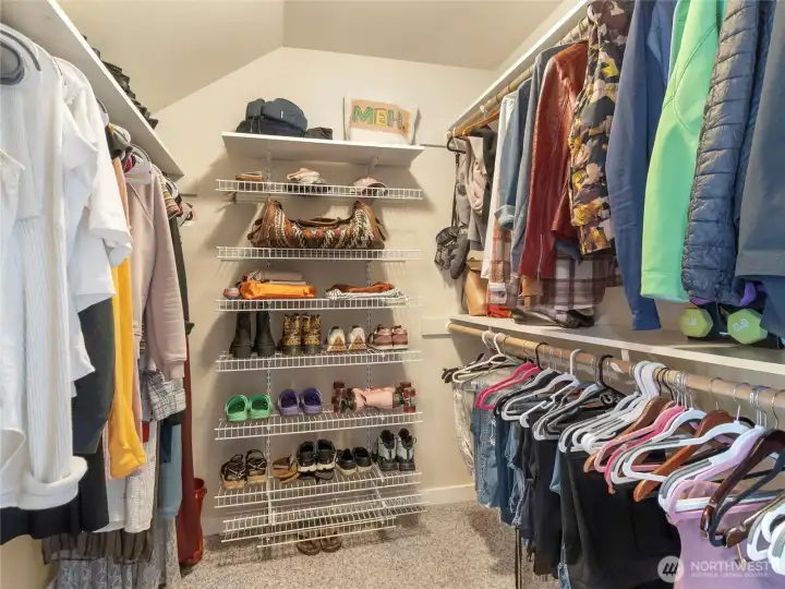 Primary bedroom has a walk in closet