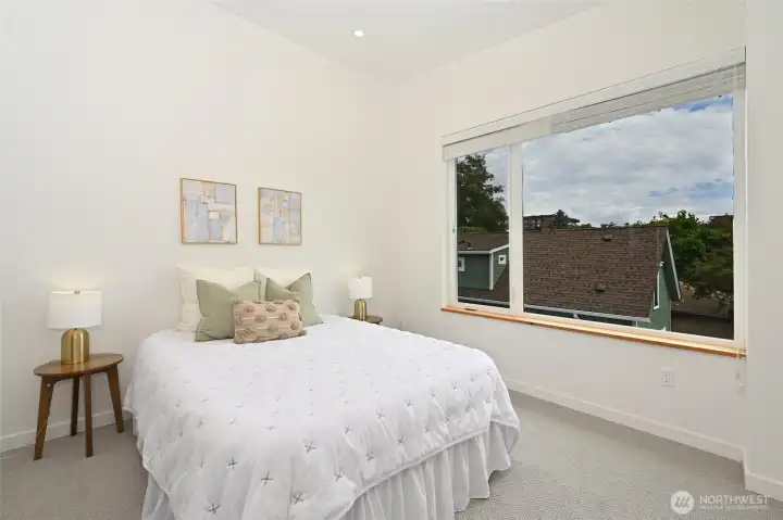All 3 beds and 2 baths are upstairs.