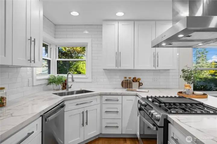 Newly renovated kitchen with stainless steel appliances