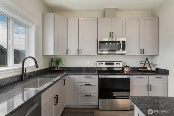 Newer stainless steel appliances.