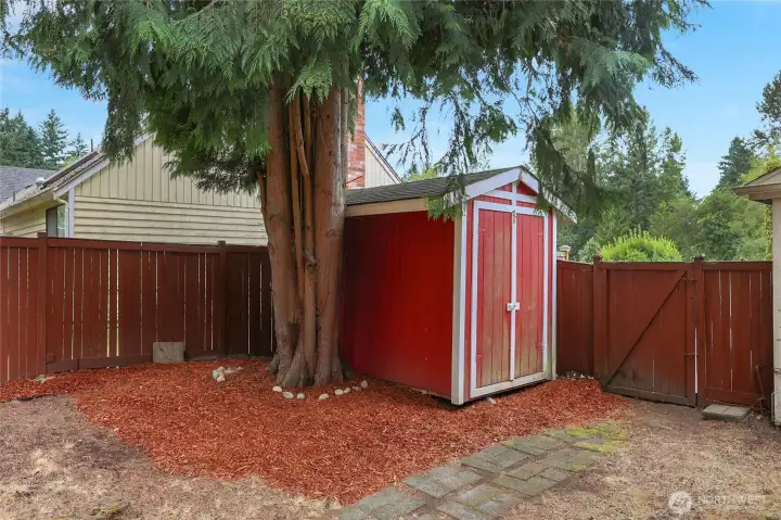 Outdoor shed in backyard