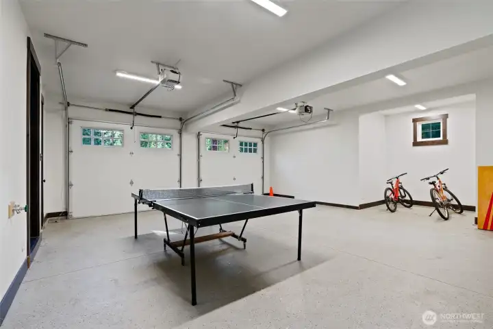Two car garage / game room