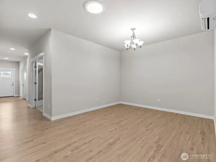 Just off the kitchen is the spacious dining area.