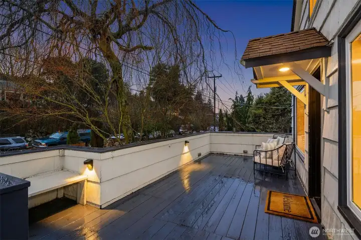 Enjoy evenings with lighted front deck. Main level goes all the way from the front deck to the rear deck creating a large, continuous space for open feeling and easy entertaining.