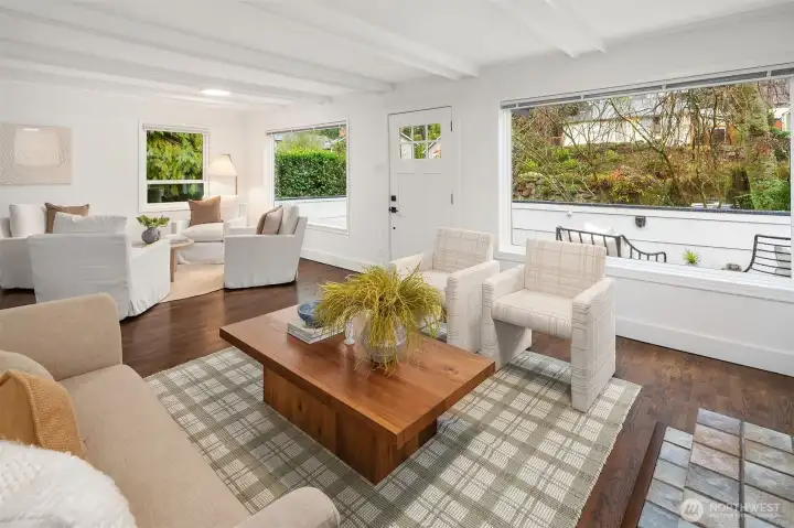 Looking SW to the front from the Living Room NE corner noticing all the windows!