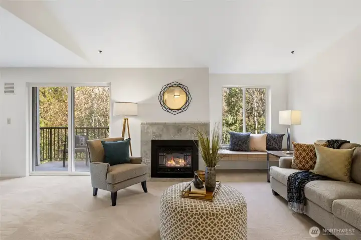 Plenty of natural light and views of the greenbelt.