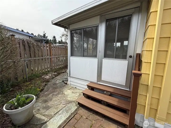 Sunroom entrance from yard