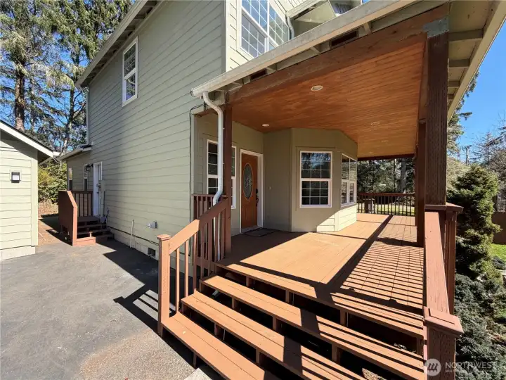 Large wrap around covered deck